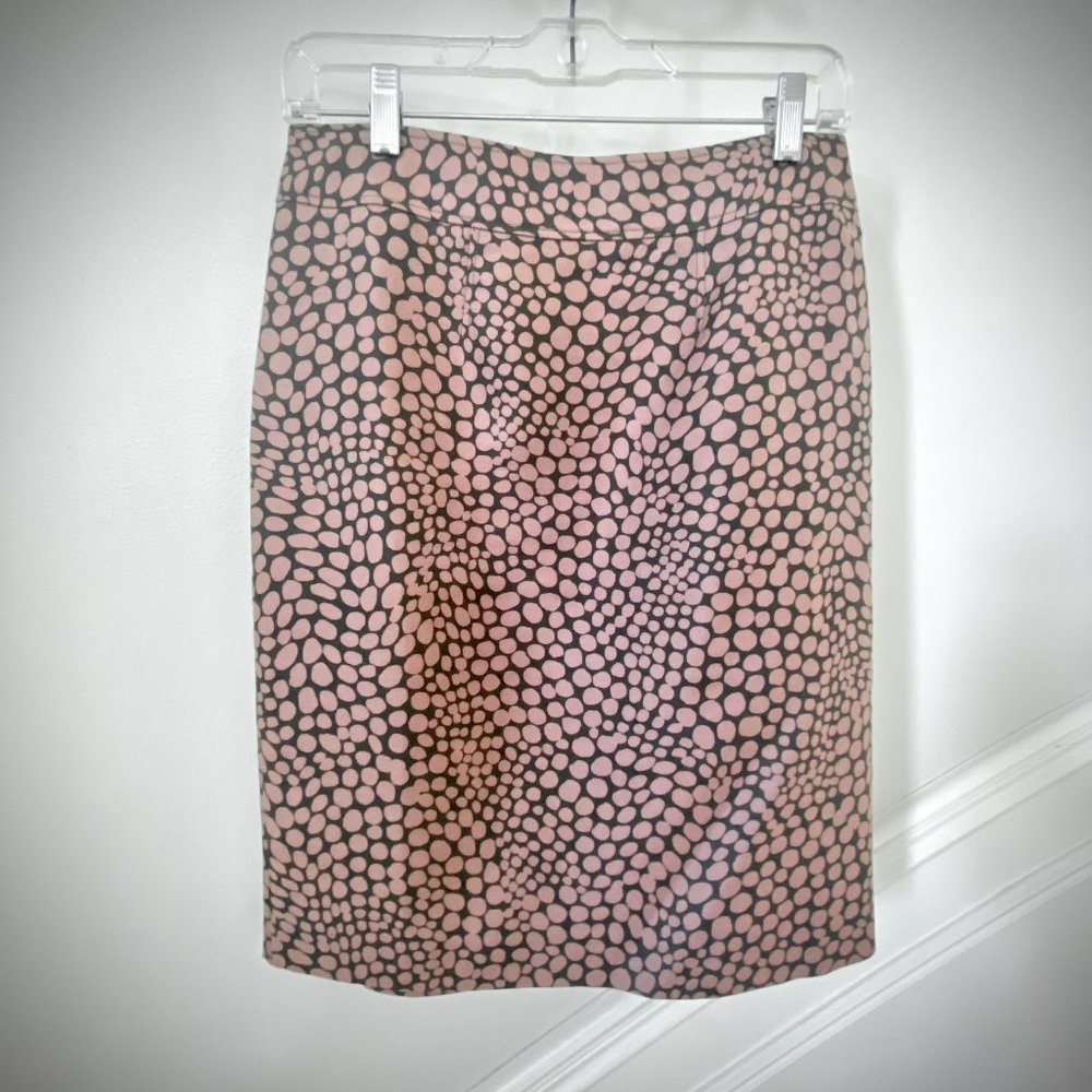 LOFT Silk Blend Spotted Pencil Skirt Size 6
